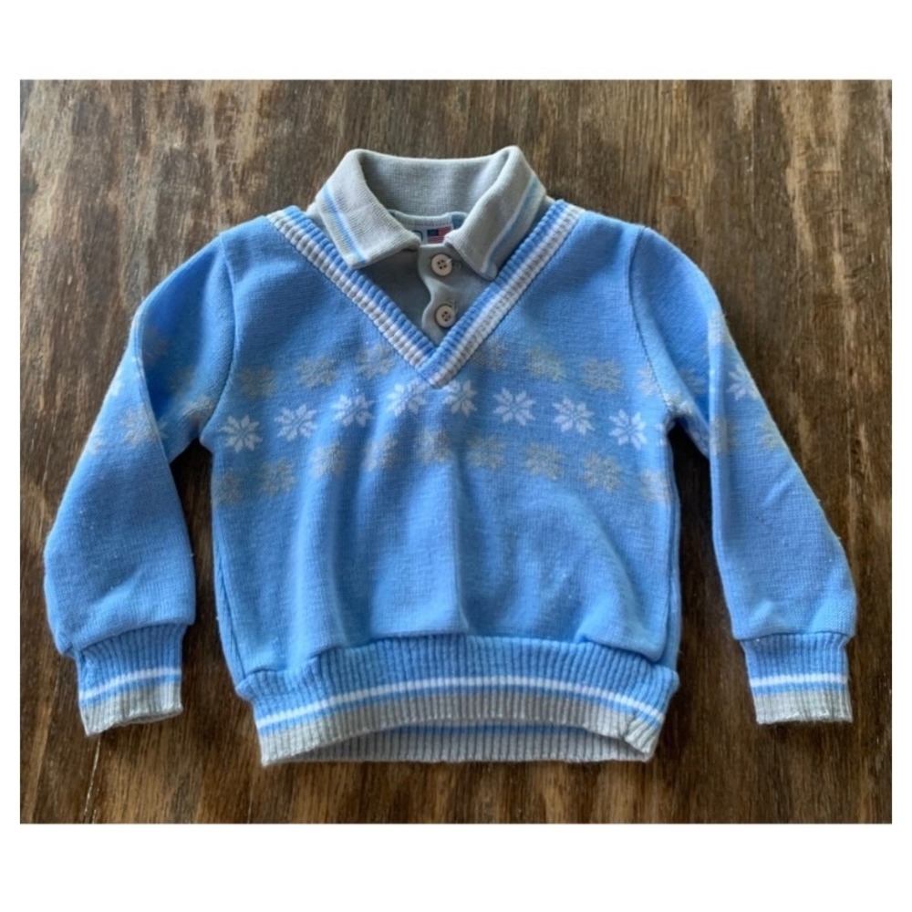 Blue Duck by Bullfrog Vintage Cottage Kids Sweater grandpa Retro 90s Rare USA
